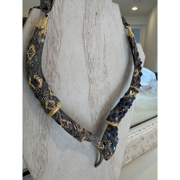 Designer Alexis Bittar Jardin de Papillon Snake Necklace Crystal - Picture 7 of 7